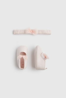 Pink Pram Shoes and Headband Set