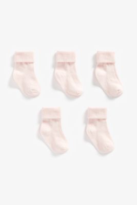 Pink Turn-Over-Top Socks - 5 Pack