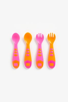 Mothercare Easy Grip Spoon and Fork Set - 4 Pieces Pink