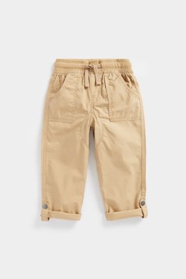 Tan Poplin Roll-Up Trousers