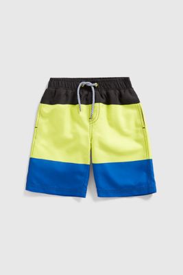 Lime Colour-Block Board Shorts