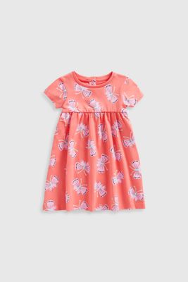 Coral Butterfly Jersey Dress