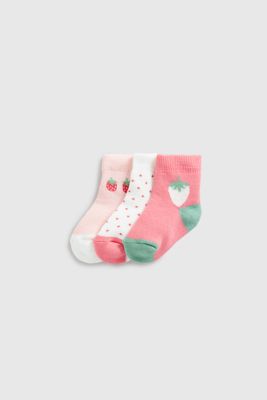 Strawberry Terry Baby Socks - 3 Pack