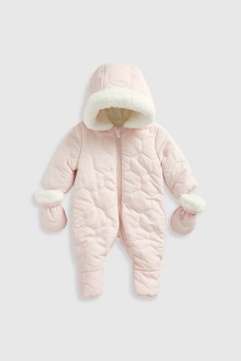 My First Pink Quilted Snowsuit