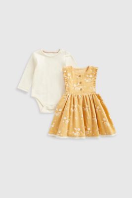 Cord Pinny Dress and Bodysuit Set