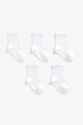 White Heart Socks - 5 Pack