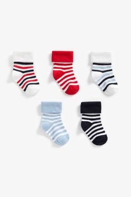 Striped Turn-Over-Top Socks - 5 Pack