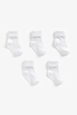 White Turn-Over-Top Socks - 5 Pack