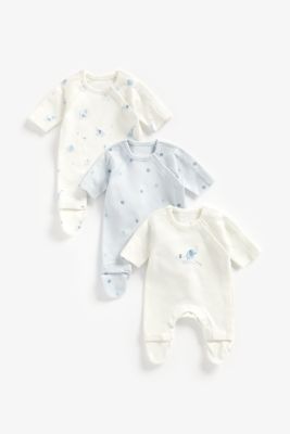 Blue Premature Baby Sleepsuits - 3 Pack