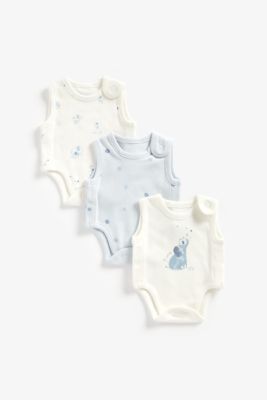 Blue Premature Baby Bodysuits – 3 Pack