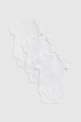 White Short-Sleeved Bodysuits - 3 Pack