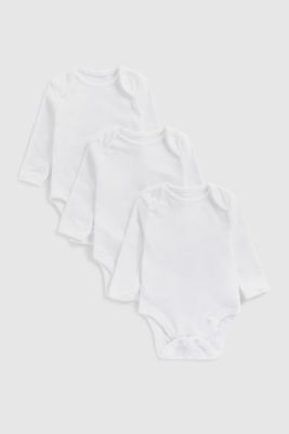 White Long-Sleeved Bodysuits - 3 Pack