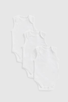 White Sleeveless Bodysuits - 3 Pack
