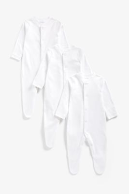 White Sleepsuits - 3 Pack