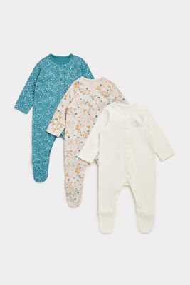 Floral Forest Baby Sleepsuits - 3 Pack