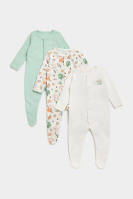 Woodland Baby Sleepsuits - 3 Pack