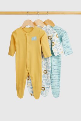 Safari Baby Sleepsuits - 3 Pack