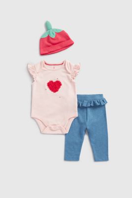 Strawberry 3-Piece Baby Outfit Set