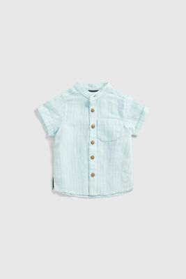 Striped Grandad-Collar Shirt