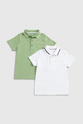 Green and White Polo Shirts - 2 Pack