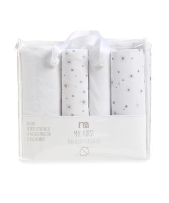 mothercare travel cot starter set - white and grey