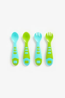 Mothercare Easy Grip Spoon and Fork Set - 4 Pieces Blue