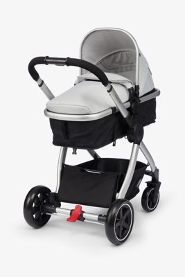 mothercare 4-wheel journey travel system - grey/brushed silver
