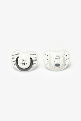 mothercare too cute and zebra orthodontic soothers 0-6months - 2 pack