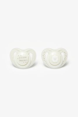 mothercare sleepy sheepy airflow night soothers birth-6months - 2 pack