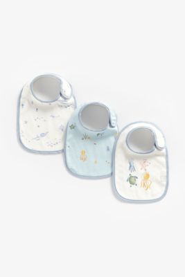 Mothercare You, Me and the Sea Newborn Bibs - 3 Pack