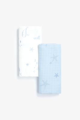 Mothercare You, Me and the Sea Extra-Large Muslins - 2 Pack
