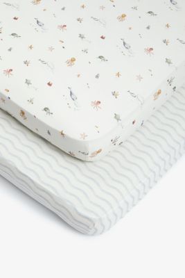 Mothercare You, Me and the Sea Fitted Cot Bed Sheets - 2 Pack