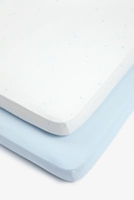 Mothercare Blue Fitted Cot Bed Sheets - 2 Pack