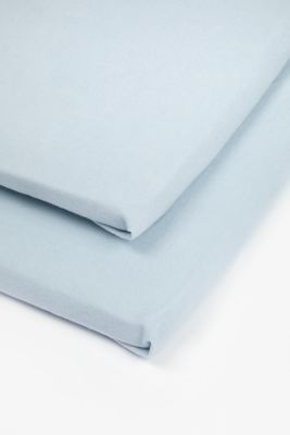 Mothercare Blue Moses Basket/Crib Flannelette Flat Sheets - 2 Pack