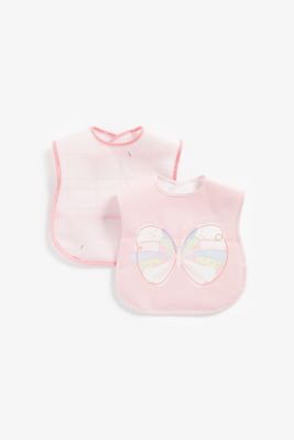 Mothercare Flutterby Toddler Crumb-Catcher Bibs - 2 Pack