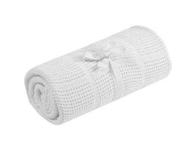 mothercare cot or cot bed cellular cotton blanket- white