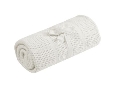 mothercare cot or cot bed cellular cotton blanket- cream