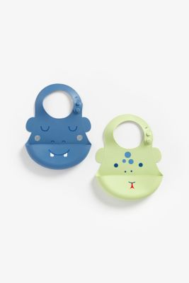 Mothercare Faces Crumb-Catcher Silicone Bibs - 2 Pack