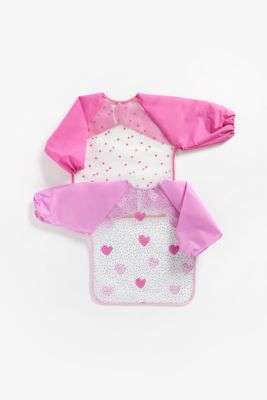 Mothercare Hearts Coverall Bibs - 2 Pack