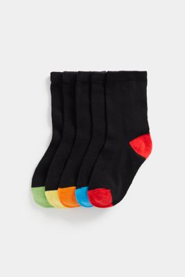 Black Colour-Block Socks - 5 Pack