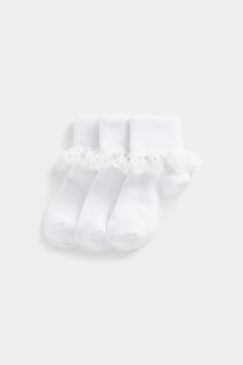 White Lace Turn-Over-Top Socks - 3 Pack